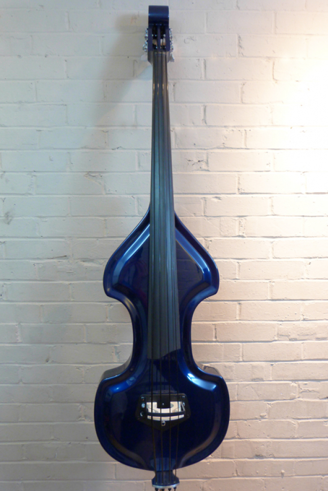 KK Baby Bass model KB Vintage midnight blue front – electric upright bass