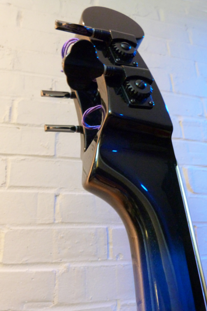 KK Baby Bass model KB1 blue burst custom neck side – electric upright bass